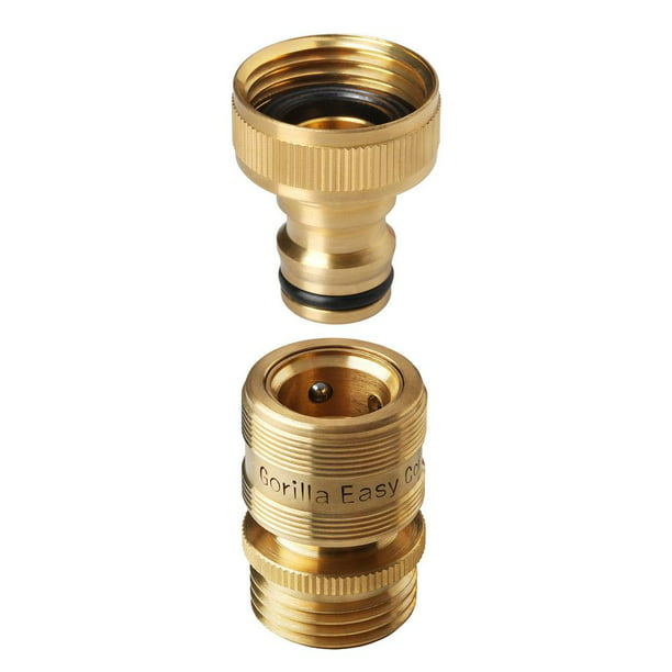 1 ¾ Inch GHT Solid Brass. GORILLA EASY CONNECT Garden Hose Quick Connect Fittings 